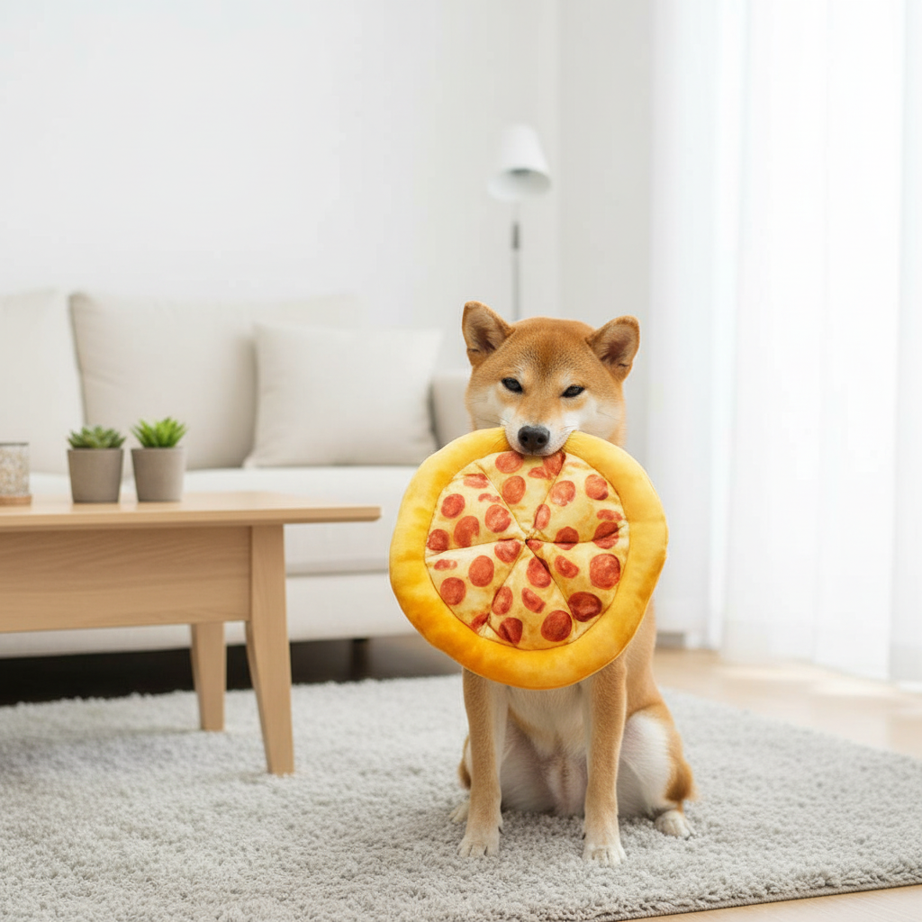 Jouet Pizza Peluche pour Chien avec Sifflet Ma boutique